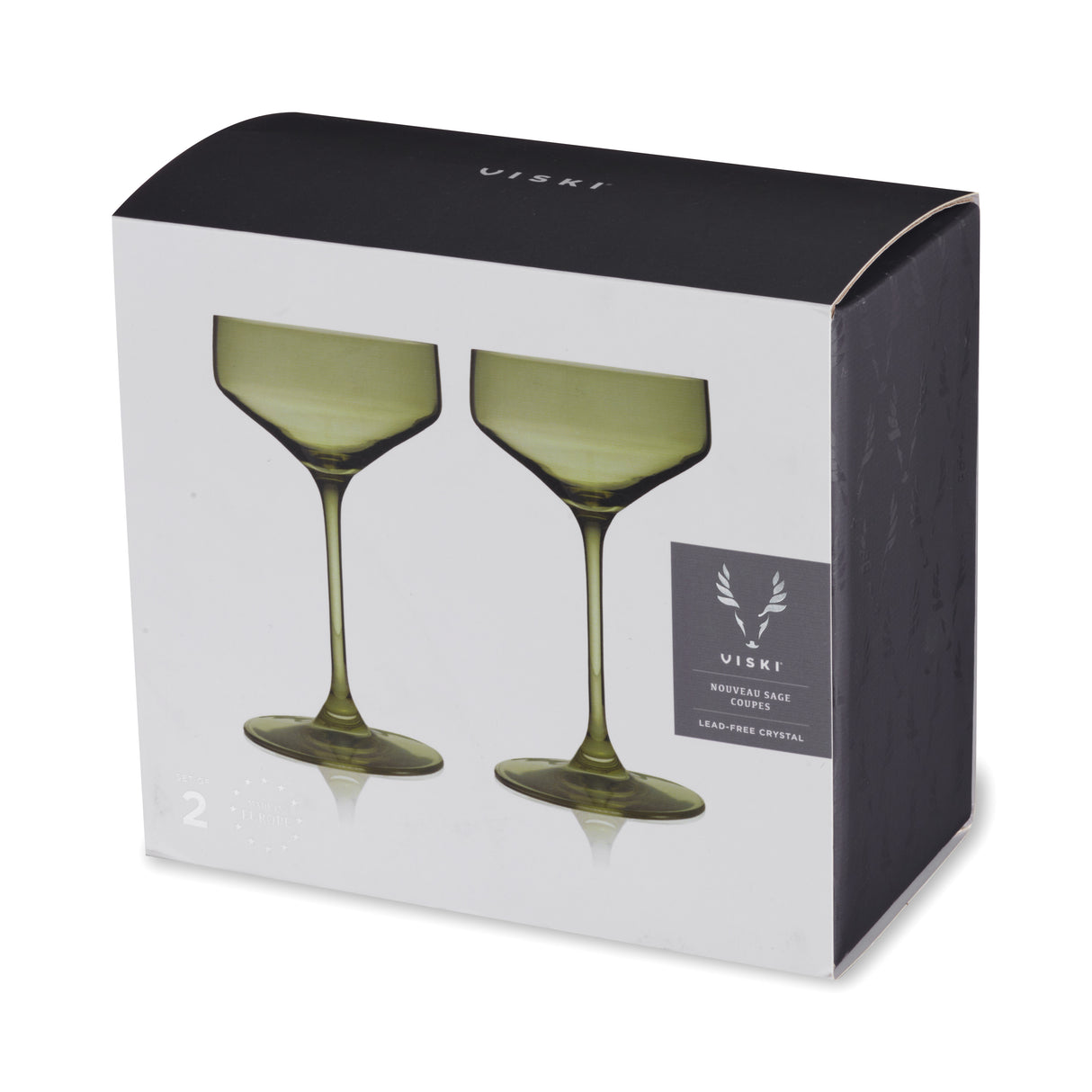 Reserve Nouveau Crystal Coupes in Sage, Set of 2