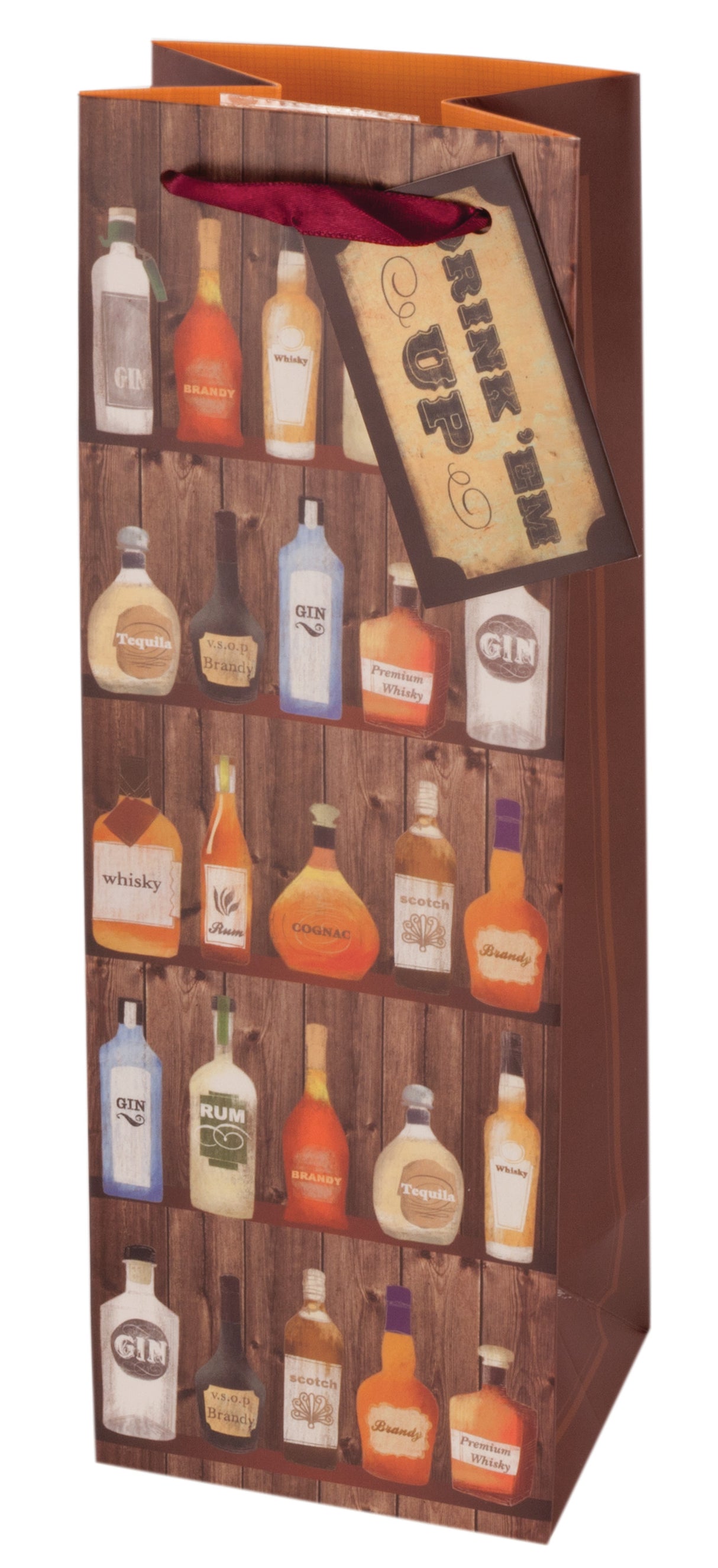 Saloon Illustration Single Bottle Wine Bag