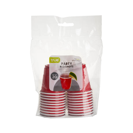 Party 1.5 oz Plastic Shot Glasses in Red, Set of 20