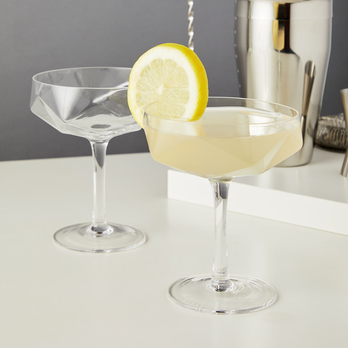 Seneca Crystal Faceted Coupes, Set of 2