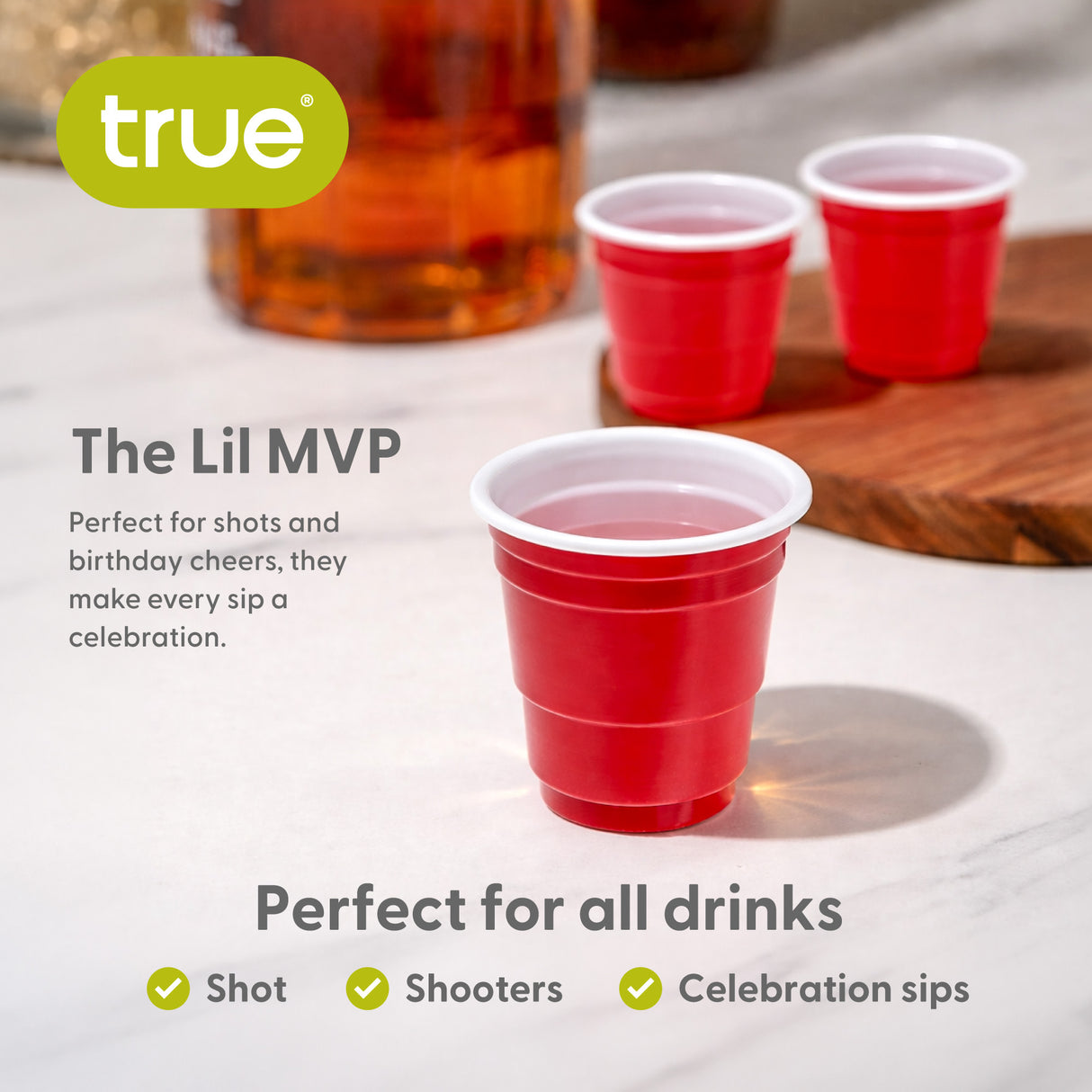 Party 1.75 oz Lil Red's Plastic Cups in Red, Set of 20