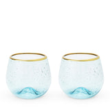 Aqua Bubble Stemless Wine Glasses, Set of 2