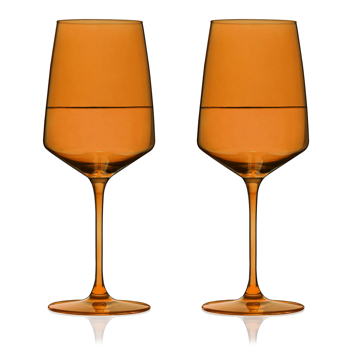 Reserve Nouveau Crystal Wine Glasses in Amber, Set of 2