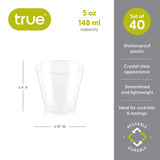 Party 5 oz Plastic Tumblers in Clear, Set of 40