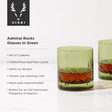 Admiral Crystal Rocks Glasses in Green, Set of 2