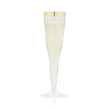 Party Plastic Gold-Rimmed Champagne Flutes, Set of 12