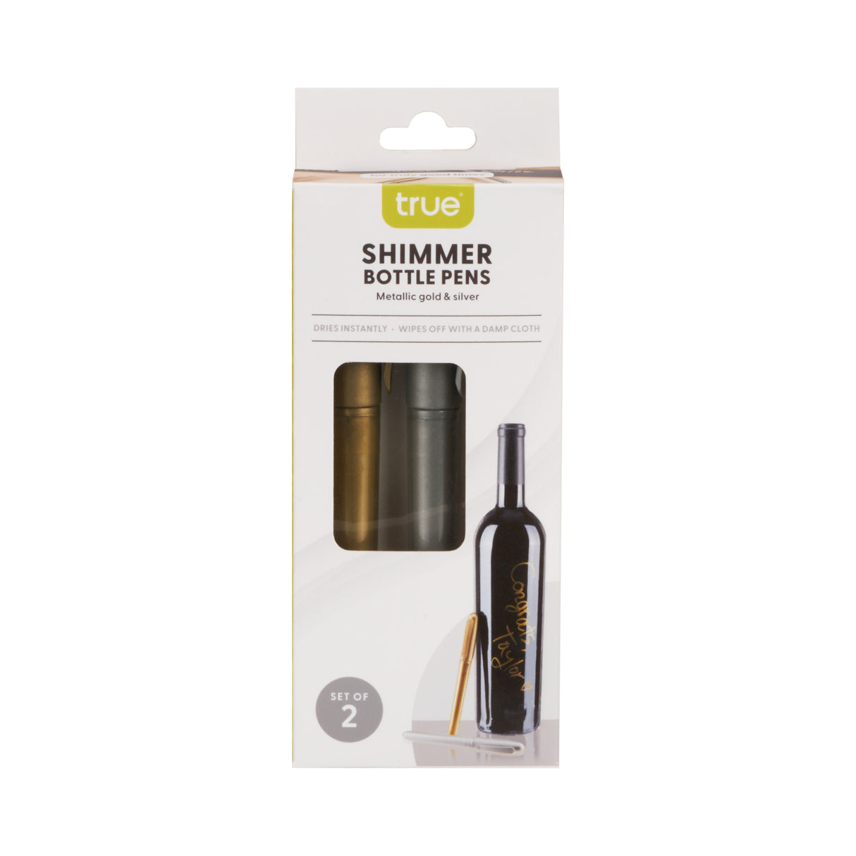 Wine Bottle Pens in Silver & Gold, Set of 2