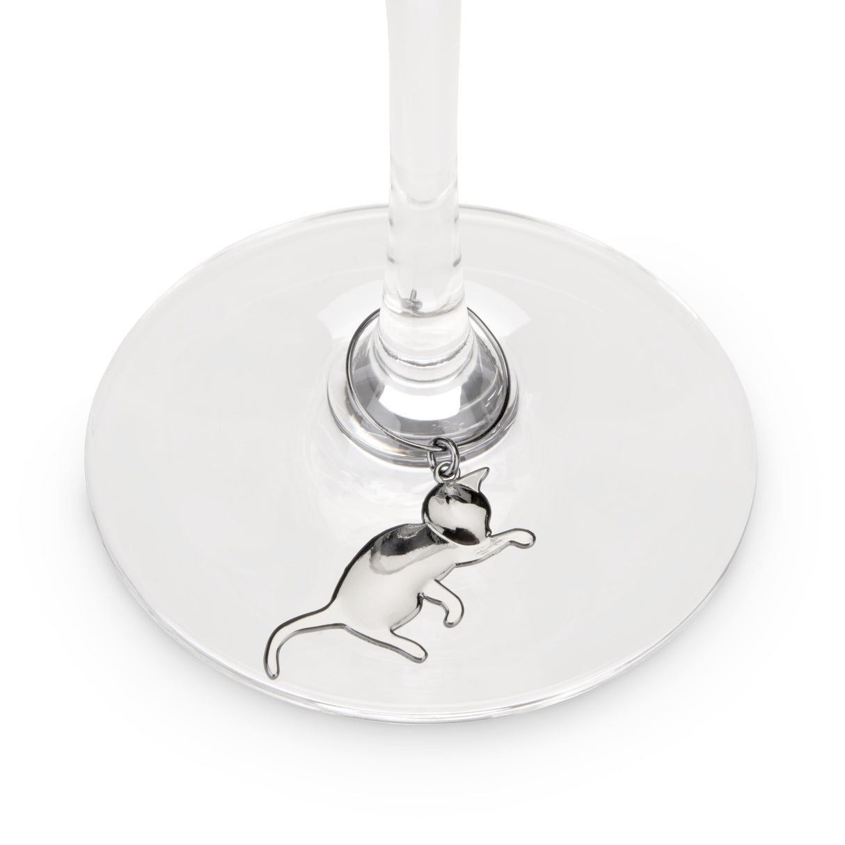 Cat Wine Charms in Silver, Set of 6