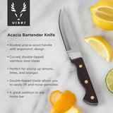 Viski Professional Bartender Knife with Acacia Wood Handle