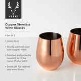 Summit Stemless Wine Glasses in Copper, Set of 2