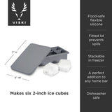 Glacier Whiskey Ice Cube Tray with Lid in Grey