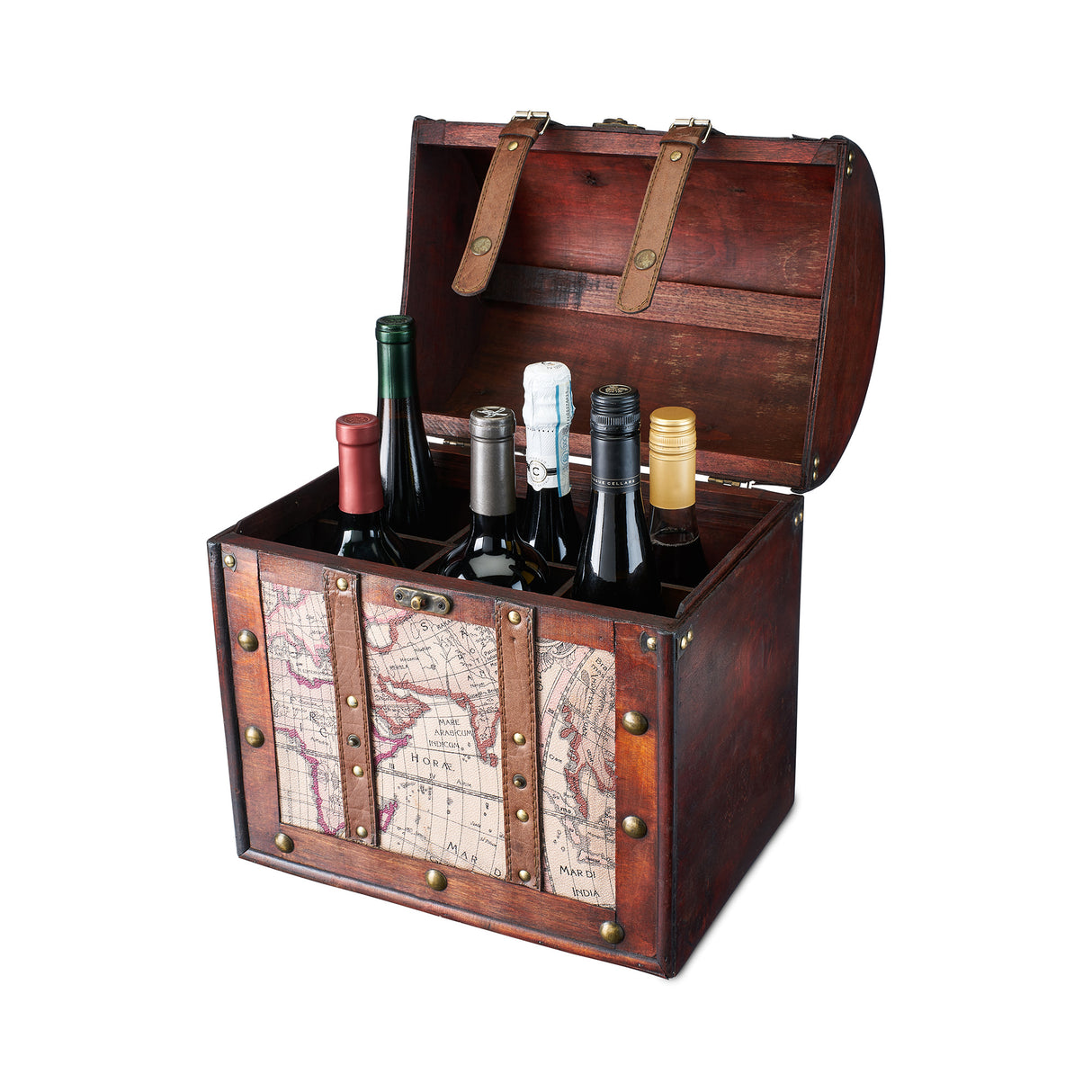 6-Bottle Old World Wooden Wine Box