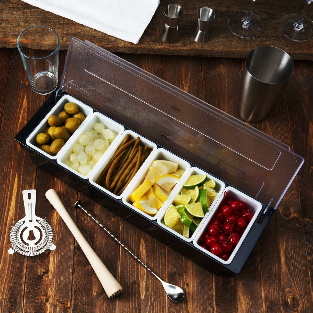 Garnish Caddy 6-Compartment Bar Tray