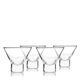 Raye Heavy Base Crystal Stemless Martini Glasses, Set of 4