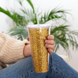 Glam Double Walled Tumbler in Gold Glitter