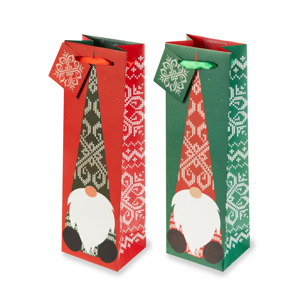 Assorted Holiday Gnomes Single Bottle Wine Bag