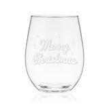 Stemless Wine Glass, Merry Christmas