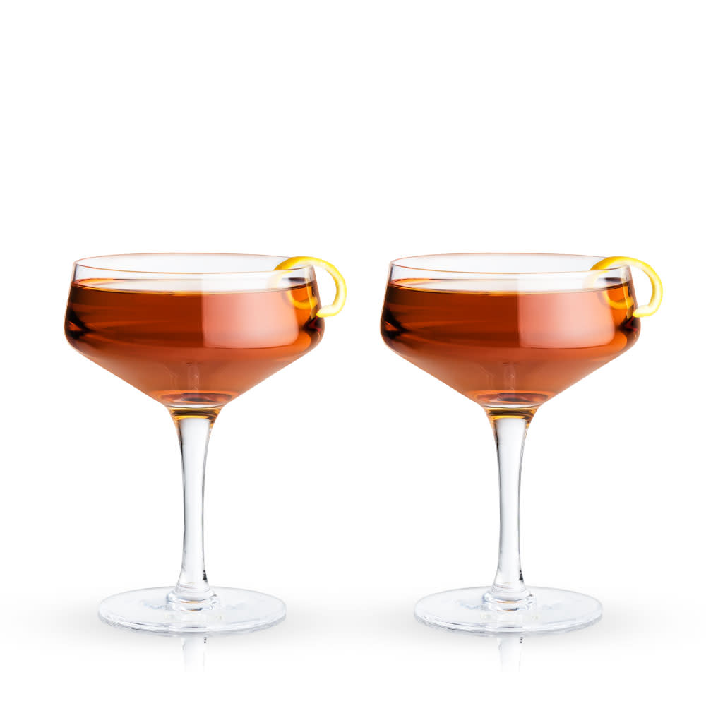 Raye Crystal Angled Coupe Glasses, Set of 2