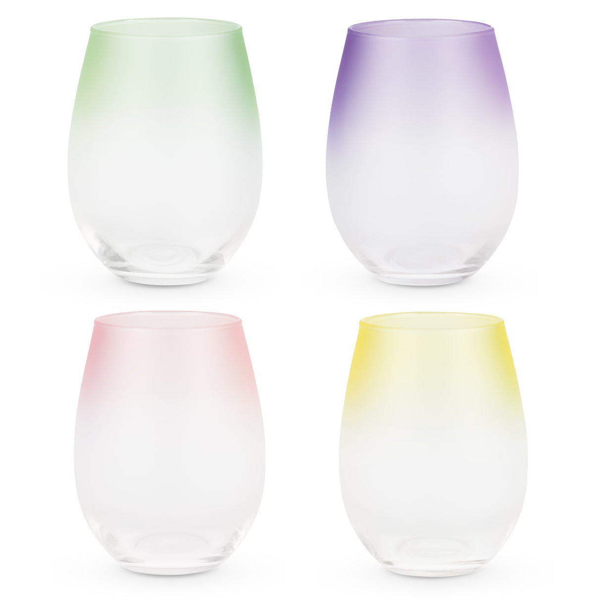 Frosted Ombre Stemless Wine Tumbler in Assorted Colors, Set of 4