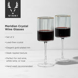 Meridian Crystal Gold Rimmed Wine Glasses, Set of 2