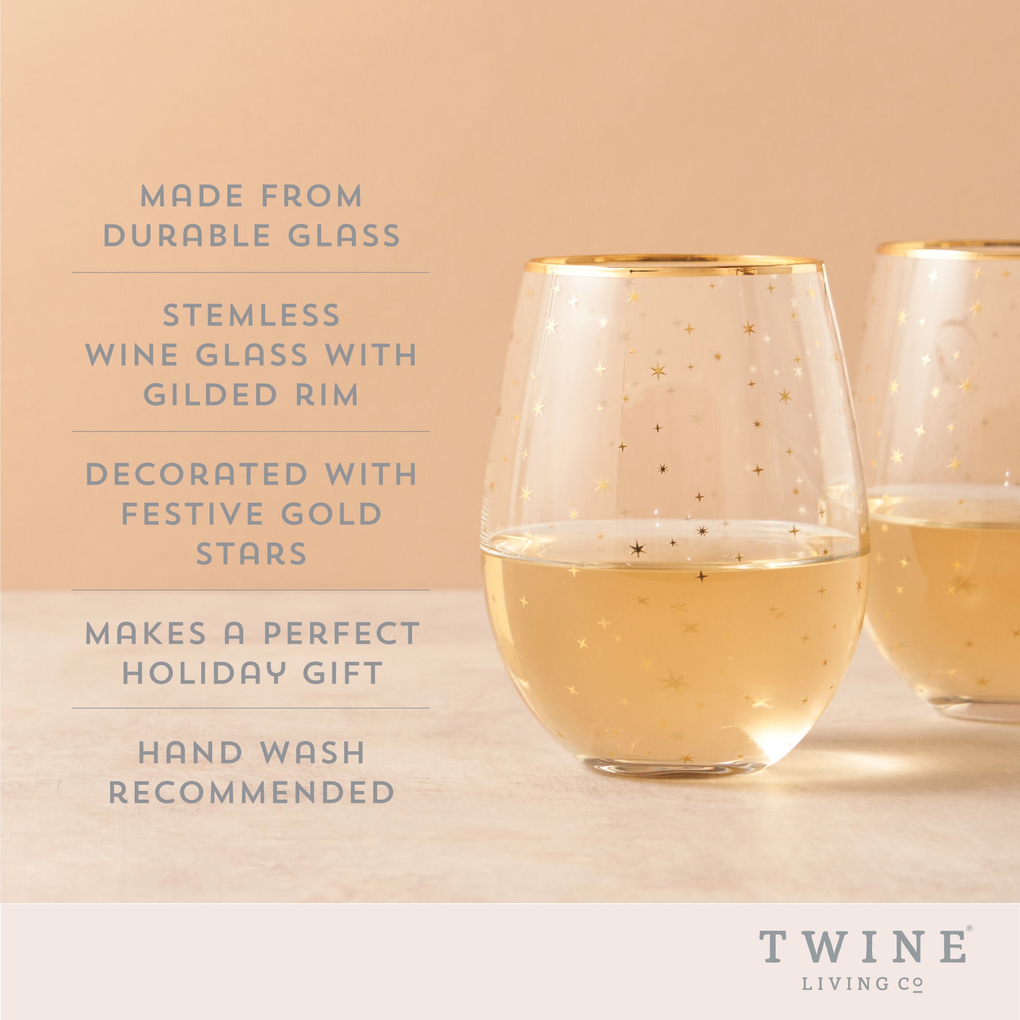 Starlight Stemless Wine Glasses, Set of 2 - Thumbnail 5