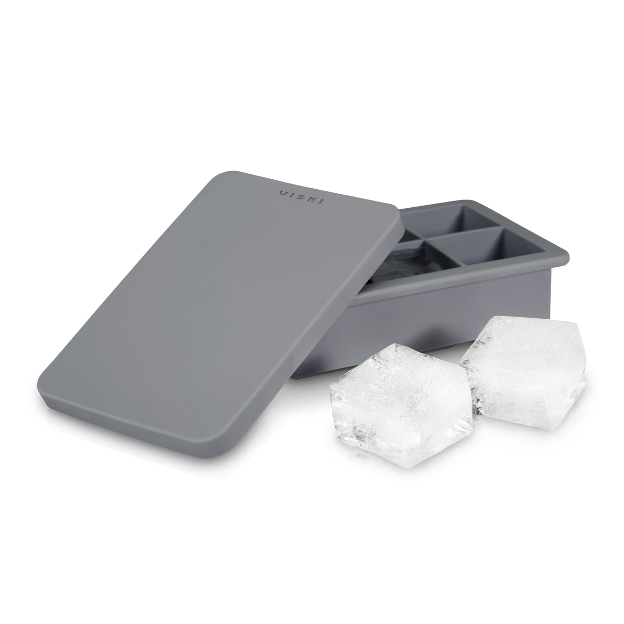 Glacier Whiskey Ice Cube Tray with Lid in Grey