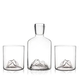 Mountain 3-Piece Crystal Liquor Decanter and Tumbler Set