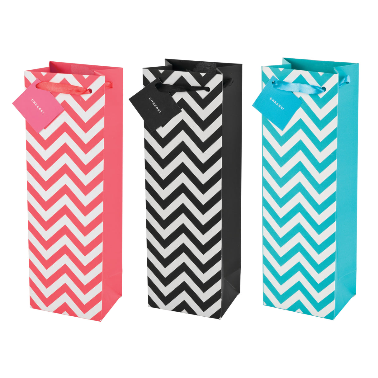 Savoy Chevron Single Bottle Wine Bag in Assorted Colors