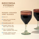 Segunda Vida Rosado Recycled Stemmed Wine Glasses, Set of 2