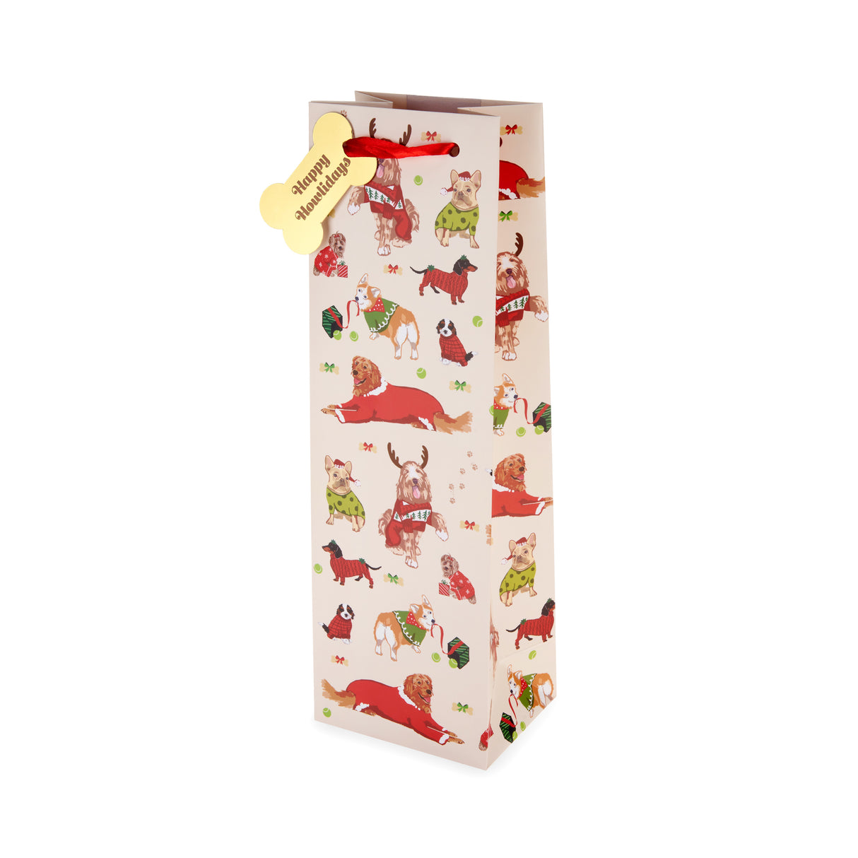 Holiday Dogs Single Bottle Wine Bag