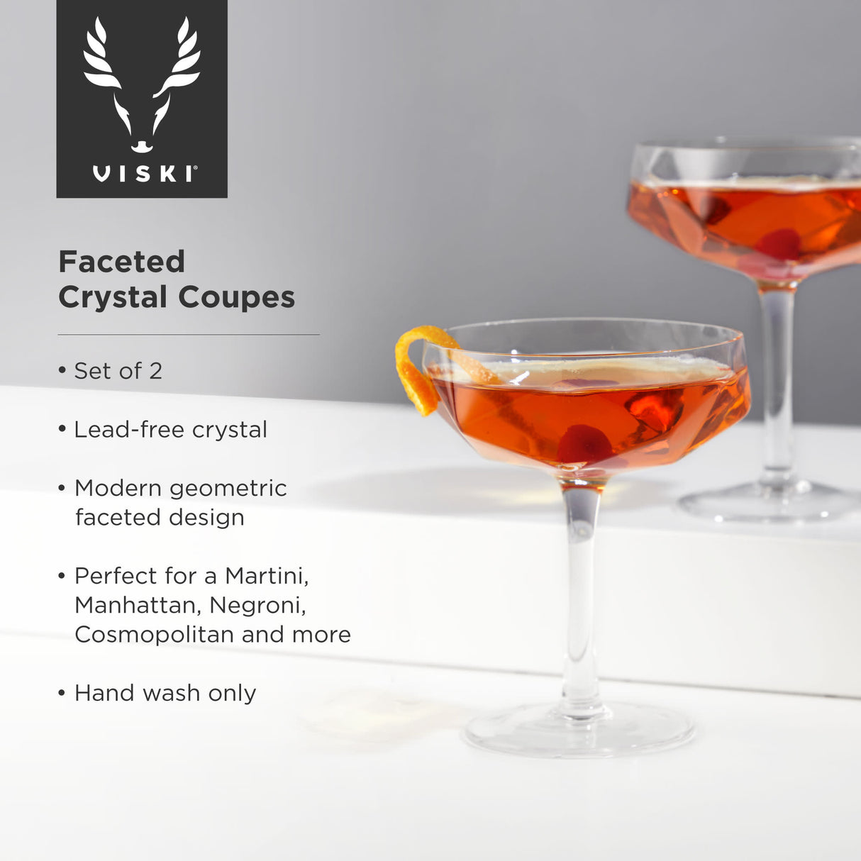 Seneca Crystal Faceted Coupes, Set of 2