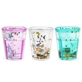 Mermaid Sparkle Glitter 1.5 oz Shot Glasses in Assorted Colors, Set of 3