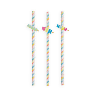 a group of straws with ice cream on them