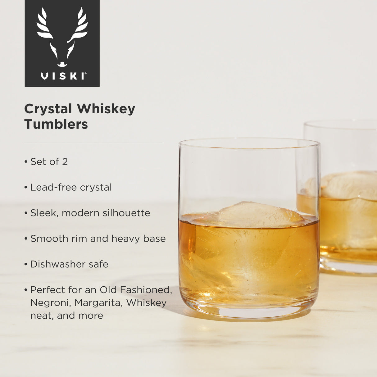 Raye Crystal Whiskey Tumblers, Set of 2