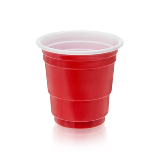 a red plastic cup with a white rim