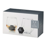 Seneca Crystal Faceted Tumbler & Hexagonal Basalt Stone Set, Set of 4