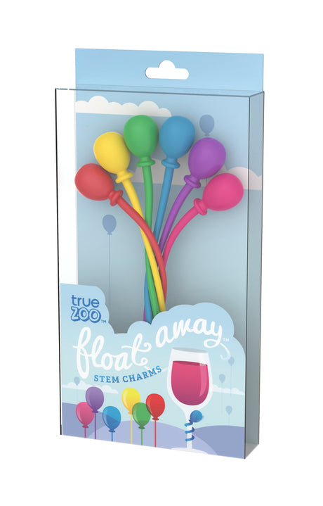 Float Away Stem Silicone Wine Charms in Assorted Colors, Set of 6