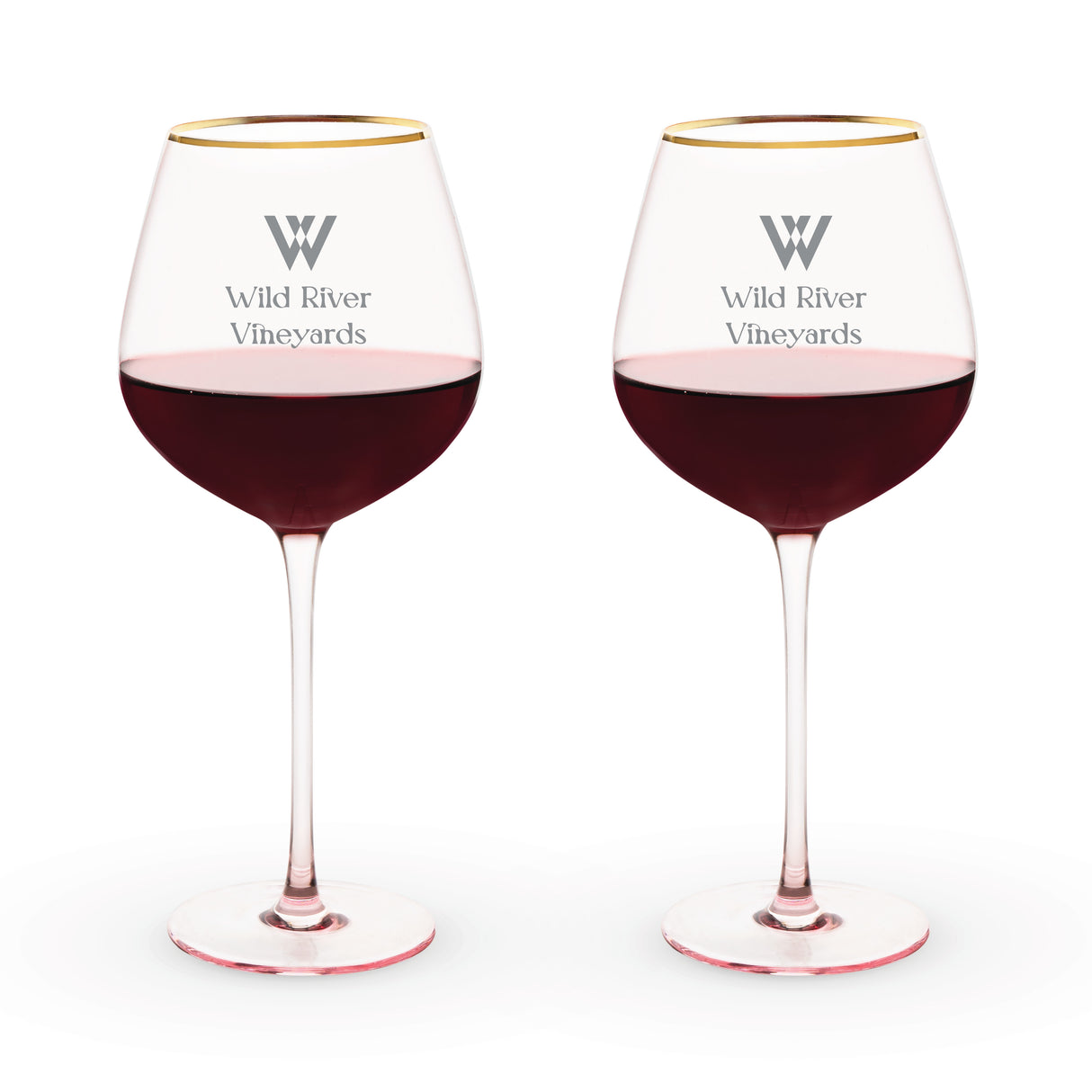 Rose Crystal Red Wine Glasses, Set of 2