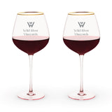 Rose Crystal Red Wine Glasses, Set of 2