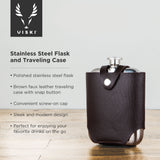 Flask and Traveling Case in Stainless Steel