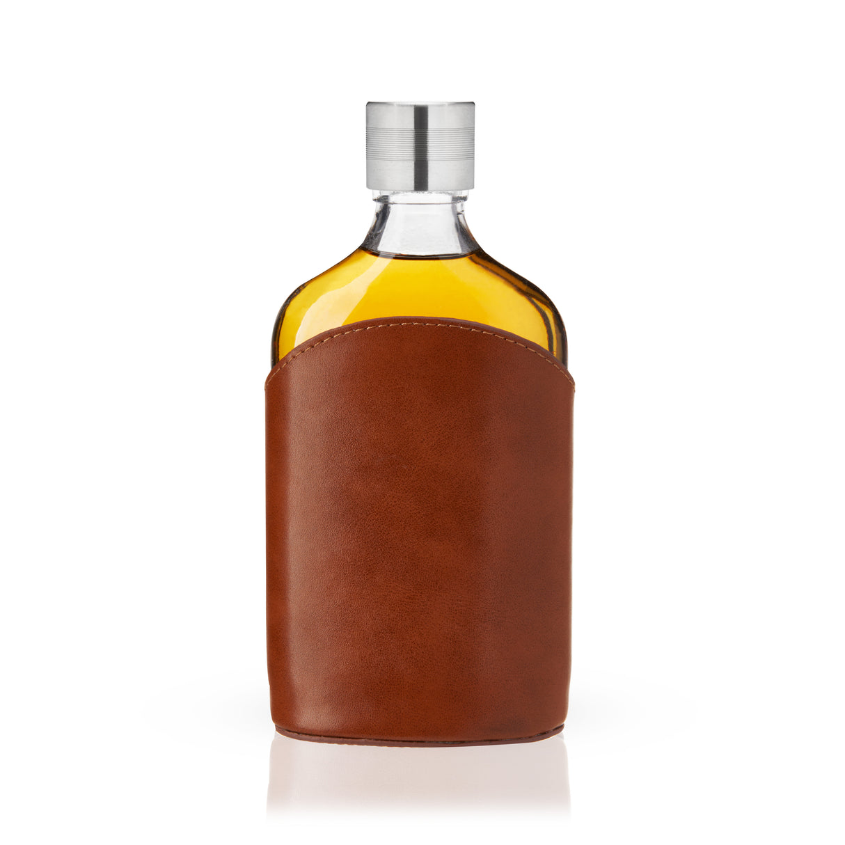 Admiral Parker Leather-Wrapped 7 oz Glass Flask