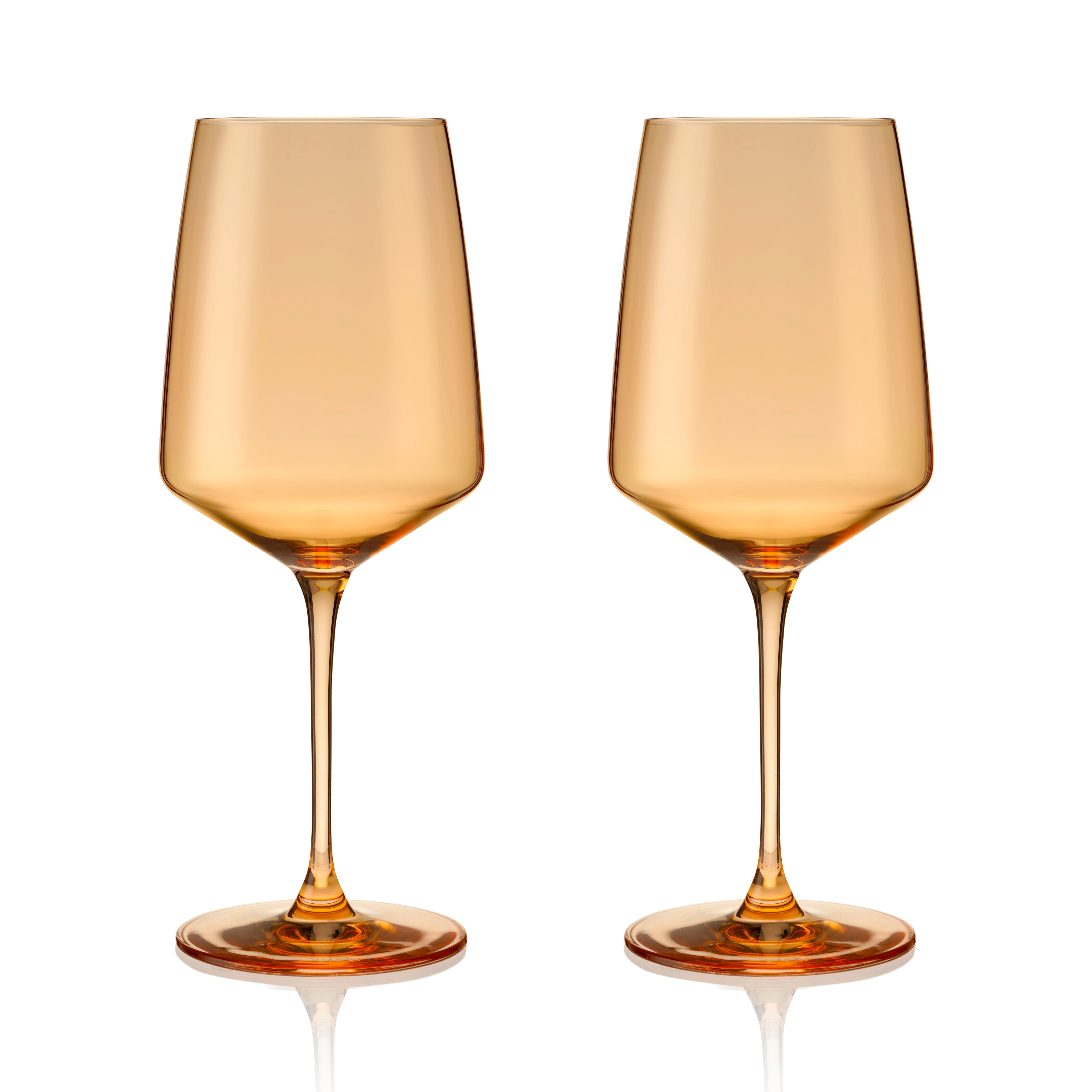 Reserve Nouveau Crystal Wine Glasses in Topaz, Set of 2