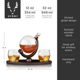 Globe Decanter & Whiskey Tumblers, Set of 3
