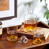 Mountain 3-Piece Crystal Liquor Decanter and Tumbler Set