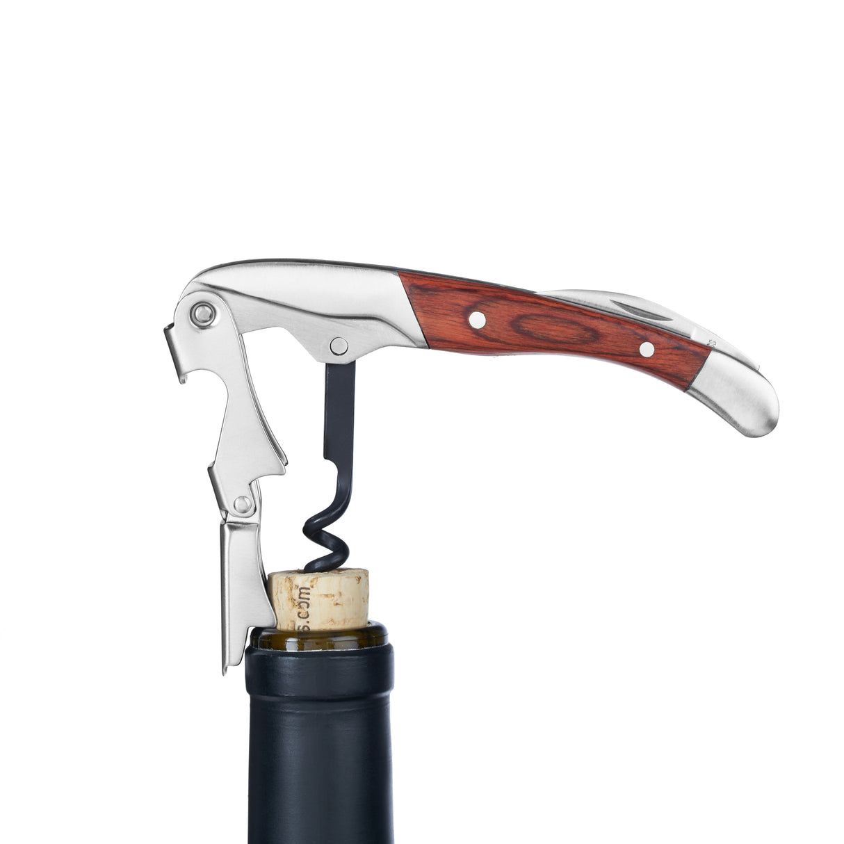 Double-Hinged Waiter's Corkscrew with Wood Handle