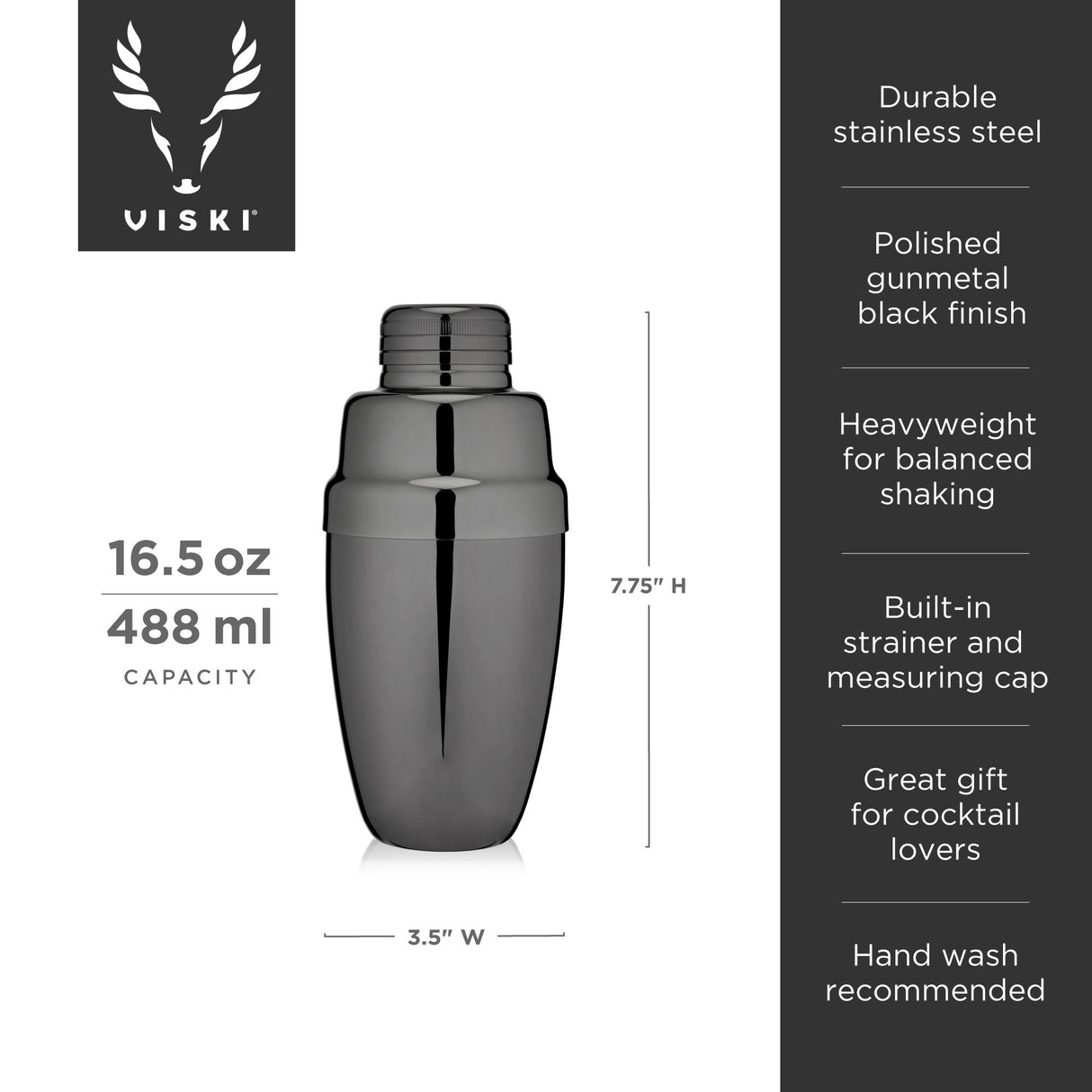 Warren Heavyweight Cocktail Shaker in Gunmetal