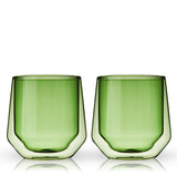 Aurora Double Walled Tumblers in Green, Set of 2