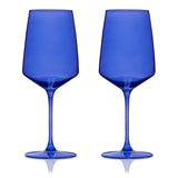 Reserve Nouveau Crystal Wine Glasses in Cobalt, Set of 2