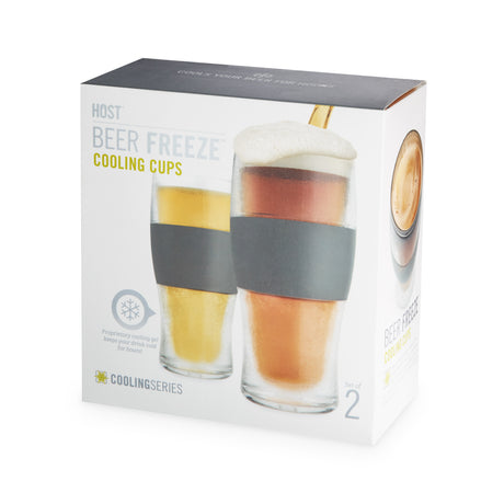 Beer FREEZE Cooling Cup in Gray, Set of 2