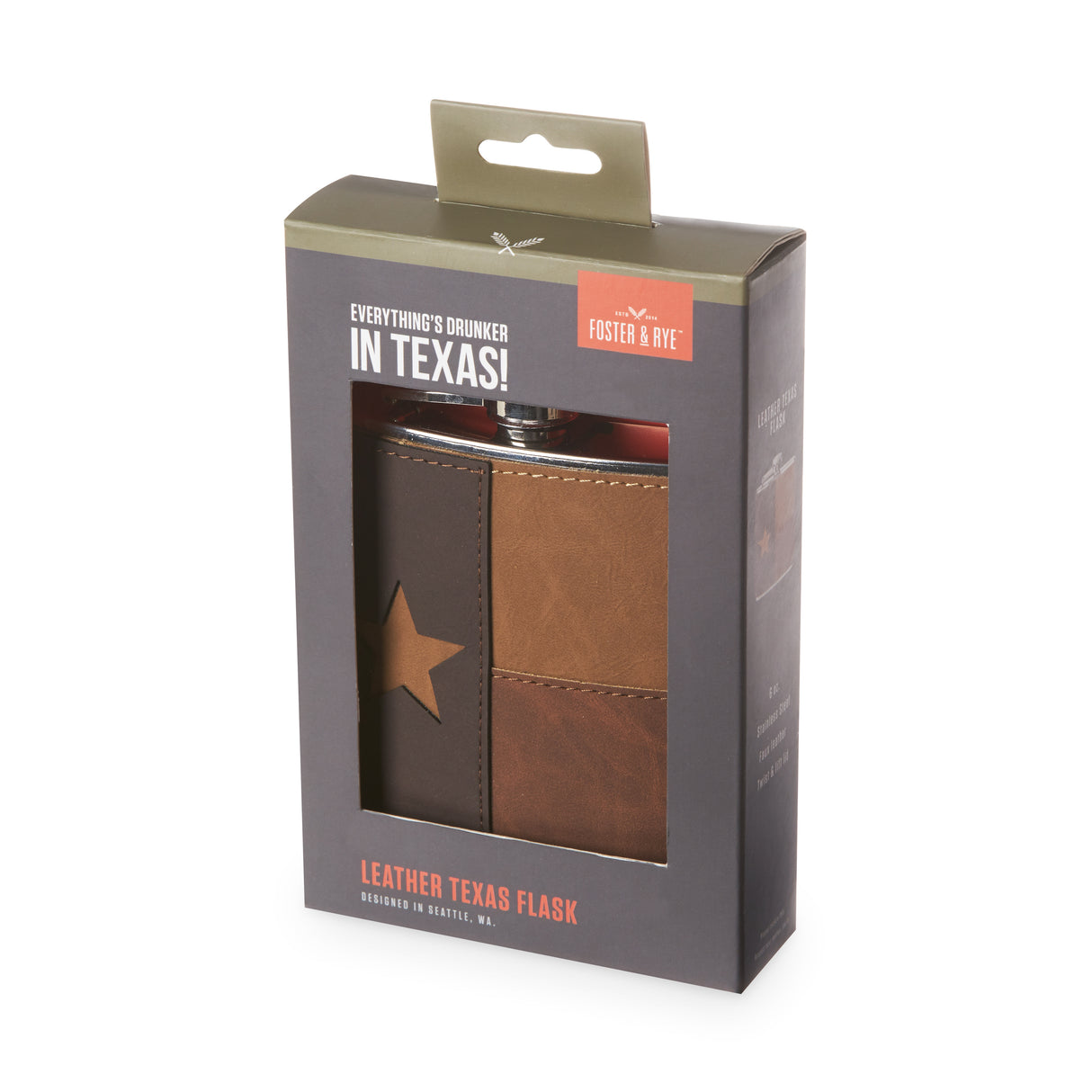 Texas 6 oz Faux Leather Flask